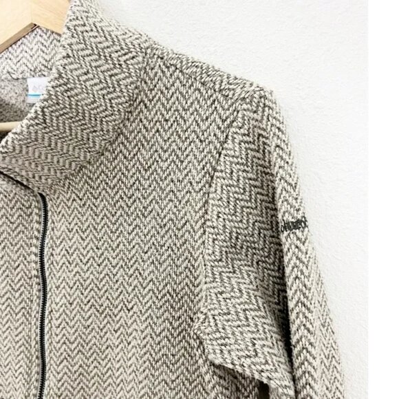 Columbia l Darling Days Long Zip Front Jacket Size S Beige & White Chevron Print - Picture 5 of 7